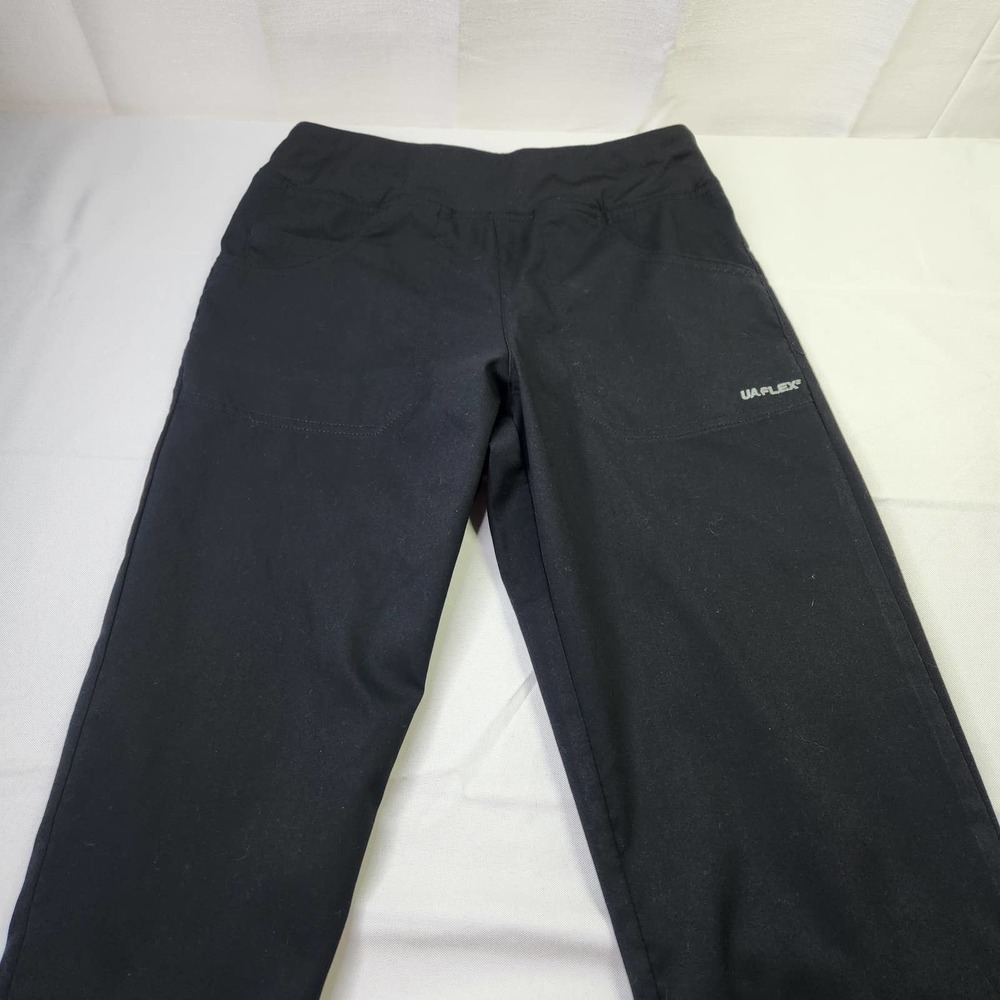 Under Armour Flex2 Size XS Elastic Waist Straight Leg Pull-On Scrub Pants Black